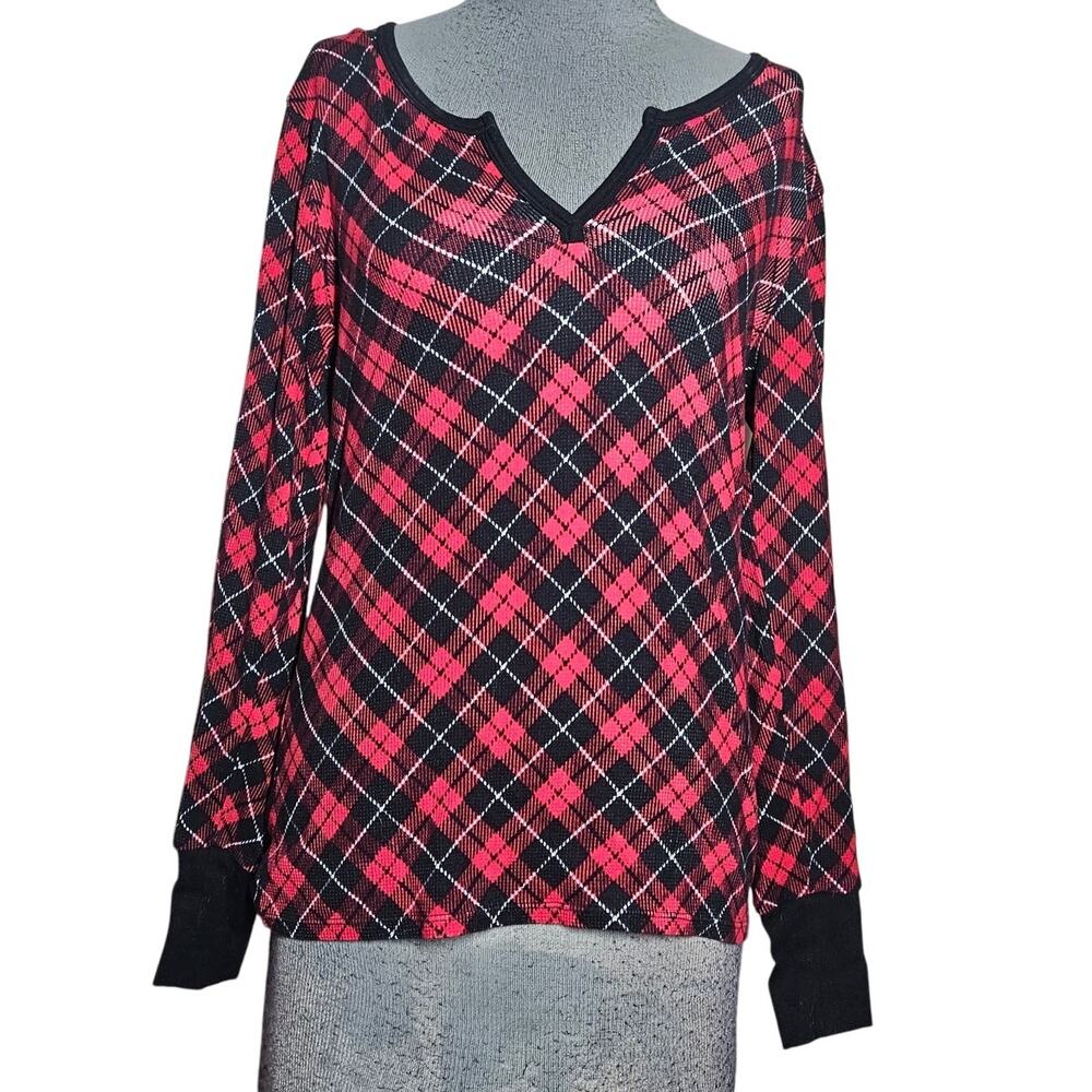 Victorias Secret Plaid Cotton Blend Loung Top Size Small